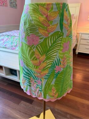 Lilly Pulitzer Green Tropical Print Swim Skirt